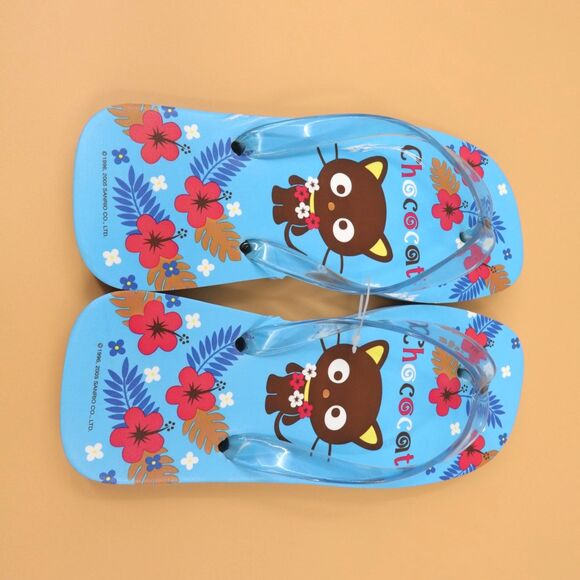 Vintage 2005 Sanrio Hello Kitty Chococat Flip Flops Womens Size Large Blue - Picture 4 of 12